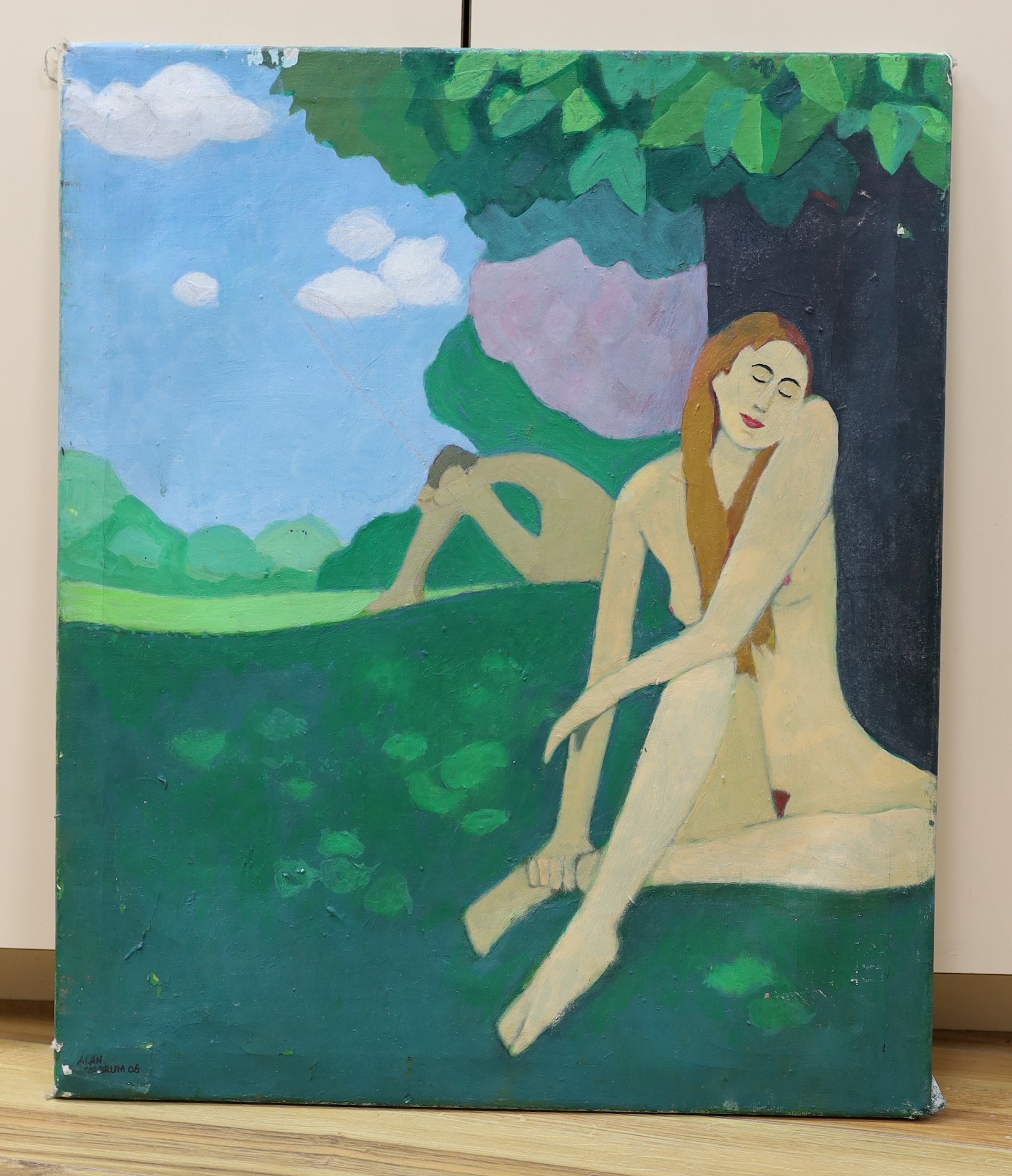 Alan Tabrum (d.2009), oil on canvas, 'Love and Remorse', signed and dated '06, 61 x 51cm, unframed
